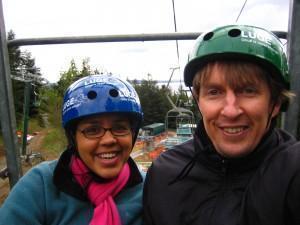 LeeAnn and Warwick in Rotorua NZ - on the chair lift to the luge LeeAnn and Warwick in Rotorua NZ - on the chair lift to the luge