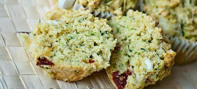 Zucchini, Sun-dried Tomato and Halloumi Cheese Muffin Recipe