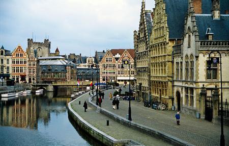 Graslei Waterfront in Ghent