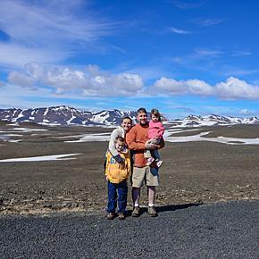 Adriana and her family on their Iceland adventure. (Incidentally the photo was taken by a Belgian couple...)