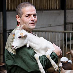 Christophe and one of his baby goats