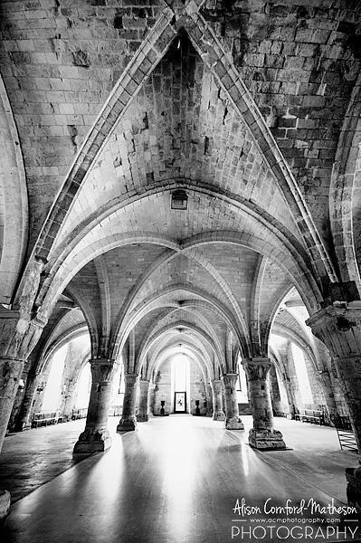 The vaulted ceilings of Vaucelles Abbey