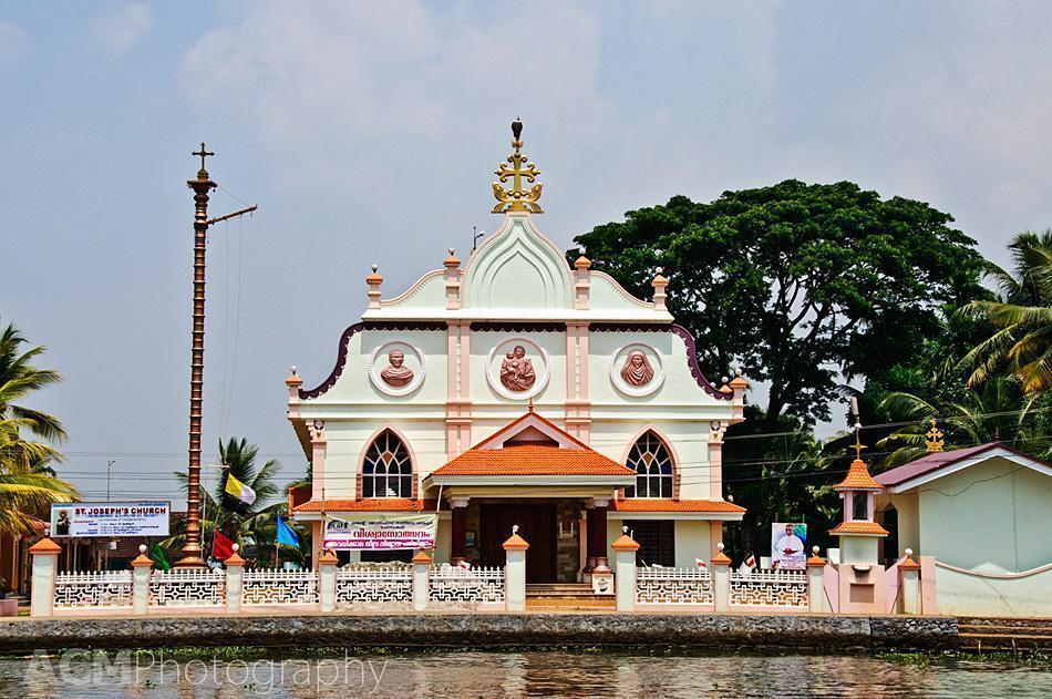A Colourful Temple on the Kerala Backwaters