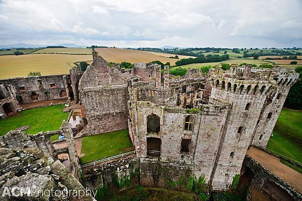 View from the tower of Raglan Castle