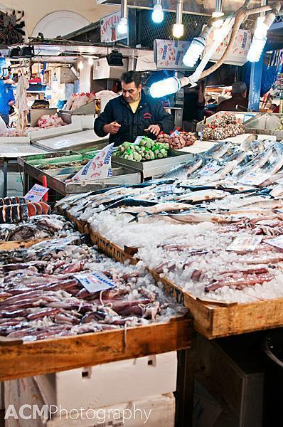 Fresh seafood at Athens Central Market