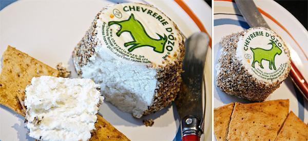 Ozo soft goat cheese with cracked peppercorns
