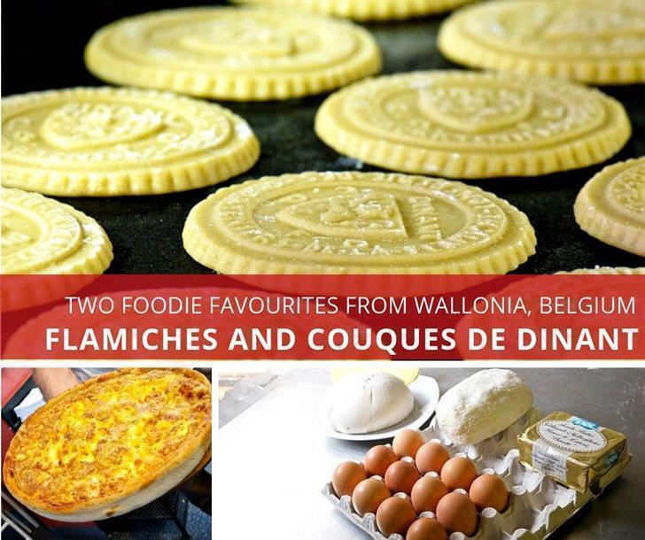 A super-rich tart called Flamiche and super-hard cookies called Couques de Dinant are two local favourites you should try when visiting Dinant, Wallonia, Belgium