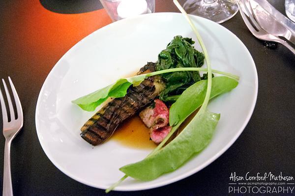 Beef, spinach and aubergine