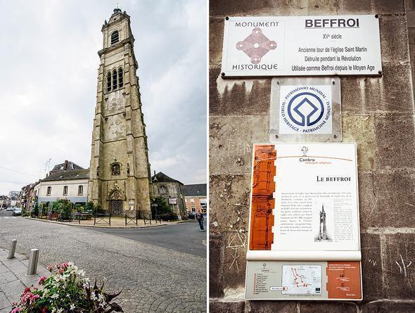 The UNESCO belfry of Cambrai with handy informational signage. 