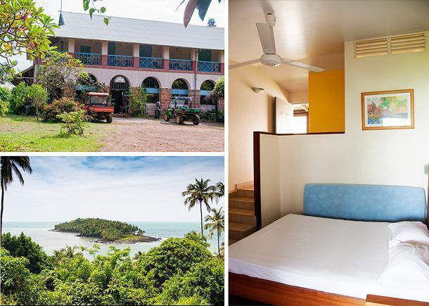 The Auberge de l’Ile Royale offers basic rooms with stunning views of the islands
