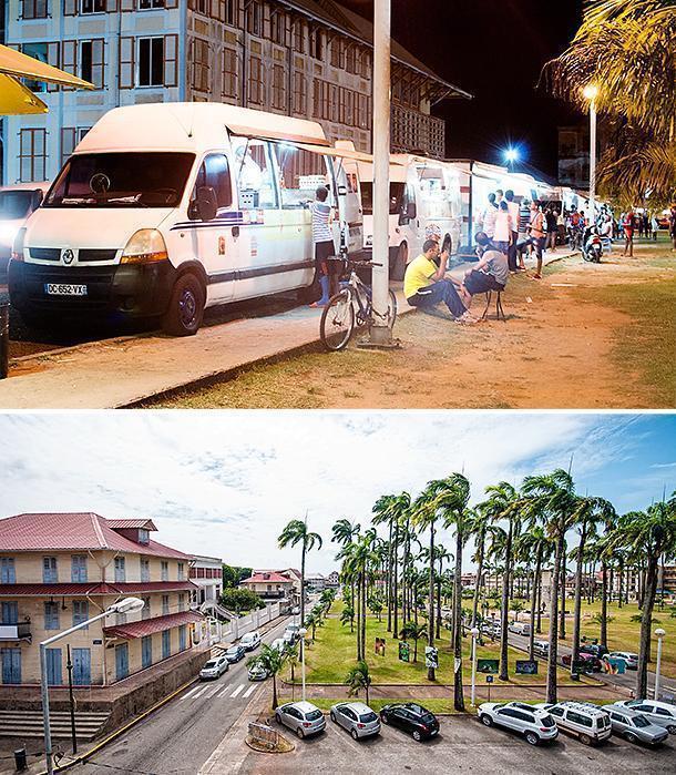 The late-night food-trucks on the main square offer a budget option in Cayenne