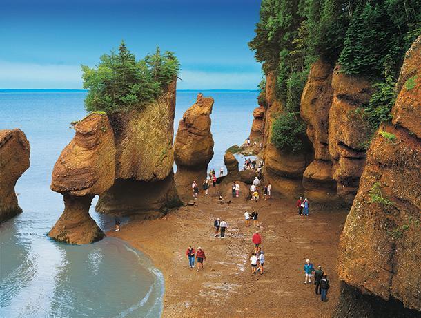Hopewell-Rocks at low-tide, New Brunswick's most iconic tourist attraction (photo: Tourism New Brunswick, Canada)