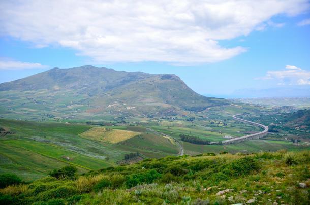 The view from Segesta Amphitheater reveals Sicily's lush, green countryside