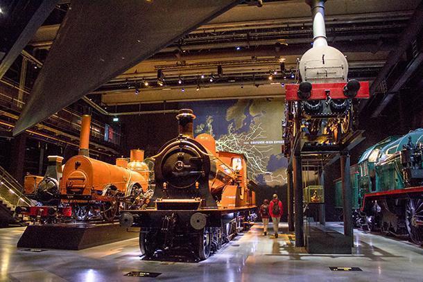 The first steps into railway history - iconic steam locomotive in the first hall of Train World