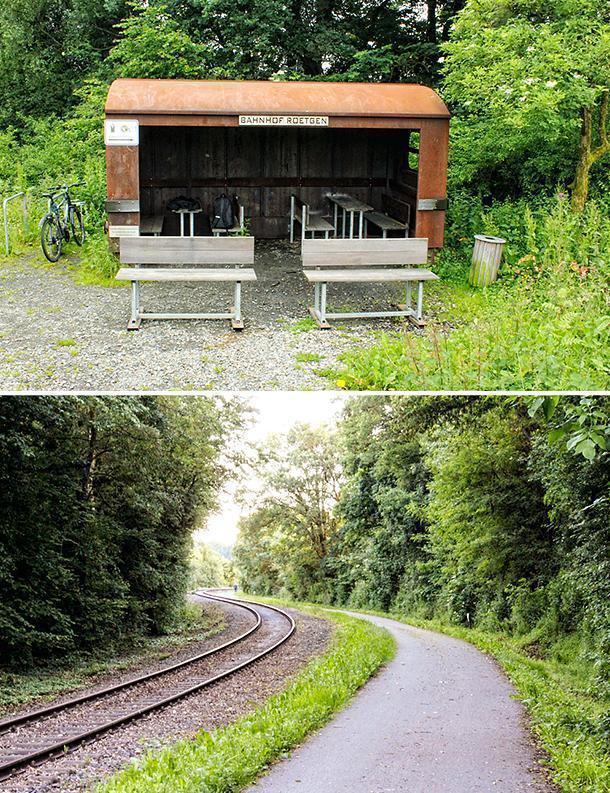 The cycle trail follows the railway and plenty of stopping points are provided.