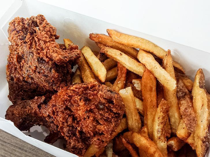 Buttermilk fried chicken and fries from Barred Rock in Saint John, NB