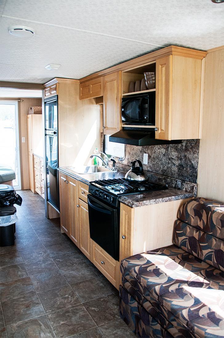 Inside the smallest houseboat is everything you need for a getaway on the river. 