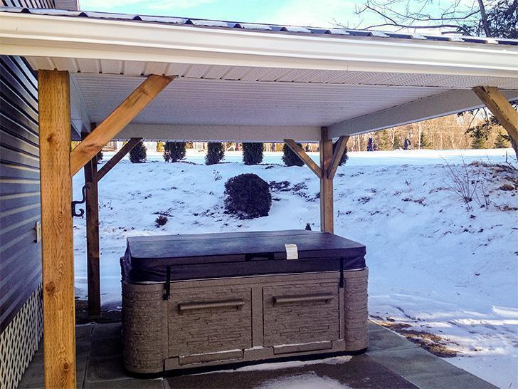 This is what we came for - the hot tub at Eagle cottage