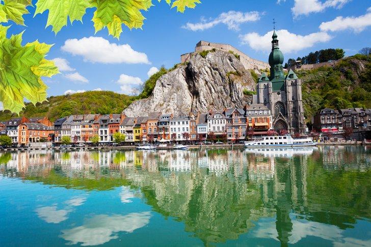 The Citadel of Dinant towers over the city and the Meuse River in Belgium