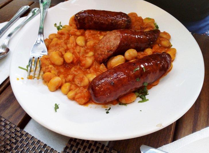 Beans and sausage from Casa Romaneasca restaurant in Brasov Romania