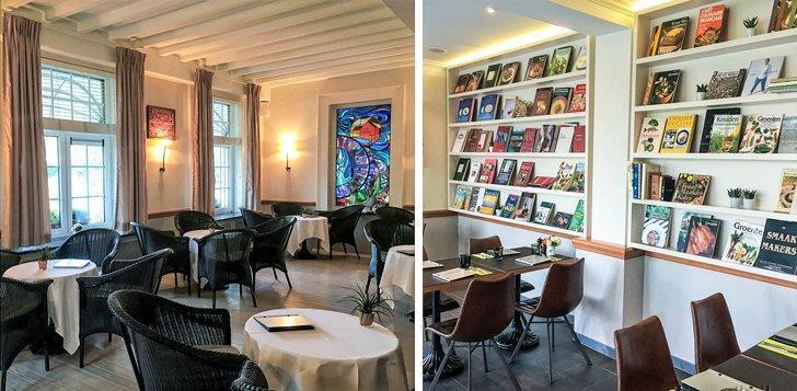 De Watermolen's cosy library is the perfect spot to enjoy a book and a coffee. 