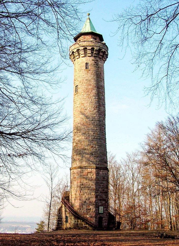 The Humbergturm, or Humberg Tower, near Kaiserslautern ofers a beautiful view of the countryside. 