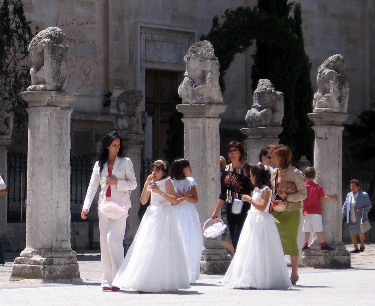 Little girls in white.